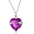 Colgante para cenizas en forma de corazón morado con grabado 'Always on my mind' - Colgante de corazón con pedrería / Púrpura