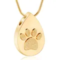 Gouden rvs druppelvormige crematiehanger met pootafdruk en luxe slangenschakelketting - Goud