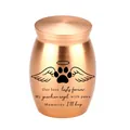 Rose gold aluminum pet cremation urn with engraved angel wing paw print design - 30x40mm / Rose Gold