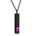 Collar de urna de columna rectangular en acero negro con cristal violeta para cenizas - Colgante de Pilar Cuadrado / Púrpura