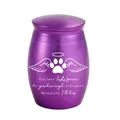 Purple aluminum alloy pet cremation urn with engraved angel wings and paw print design. - 30x40mm / Purple