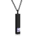 Collar conmemorativo de acero de titanio negro con incrustación de cristal violeta - Barra Lavanda con Colgante de Piedra de Nacimiento