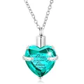 Collar urna de cristal en forma de corazón con grabado Always para cenizas. - Colgante de Piedra de Corazón Cian
