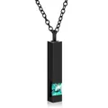 Collar de urna de acero negro con cristal turquesa para cenizas - Barra Cian con Colgante de Piedra de Nacimiento