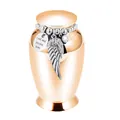 Elegant rose gold pet cremation urn featuring a silver angel wing and engraving - 70*45mm / Rose Gold