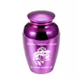 Polished purple aluminum alloy small keepsake urn with engraved memorial fishing design - Purple