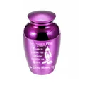 Mini purple aluminum cremation urn for human pet ashes with cowboy engraving detail - 65x45mm / Purple