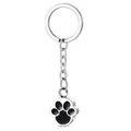 Llavero de urna funeraria con huella de mascota de acero inoxidable plata pulida - Colgante de Huella de Pata Plateado