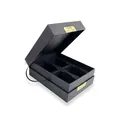 Premium elegant black funeral memorial box for ashes or hair with decorative gold clasp - Black Box