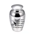 Silver aluminum cremation urn with cowboy hat and boots engraved memory design - 65x45mm / Silver
