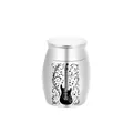 Small silver aluminum alloy memorial urn with engraved guitar and music notes pattern - Guitar Pattern / 30x40mm / Silver