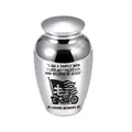 Memorial aluminum alloy urn with motorcycle and cross engraving - Silver Jar (12212) / 65x45mm