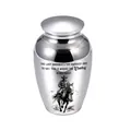 65*45mm silver memorial urn with cowboy riding horse design in stainless steel - 65x45mm / Silver