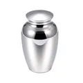 Polished silver stainless steel cremation urn for human or pet memorial ashes container - 65x45mm / Silver