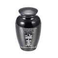 Schwarze Gedenkurne für Asche von Menschen oder Haustieren mit Cowboy-Kreuz-Motiv - 65x45mm / Schwarz