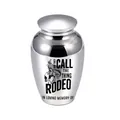 Silver aluminum alloy cremation urn for pets or humans with Rodeo cowboy graphic design - 65x45mm / Silver Jar 65x45mm