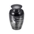 Black aluminum cremation urn for ashes featuring engraved cowboy hat and boot design - 65x45mm / Black