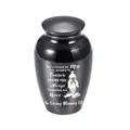 Small black aluminum alloy cremation urn for human or pet ashes with memorial engraving - 65x45mm / Black
