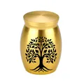 Elegant small golden aluminum memorial urn featuring Tree of Life engraving for pet ashes. - 30x40mm / Gold Urn (30x40mm)