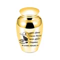 Small golden aluminum alloy cremation urn with cowboy theme and memorial engraving - 65x45mm / Gold