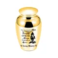 Golden aluminum alloy memorial cremation urn with cowboy engraving, 45x65mm keepsake - 65x45mm / Gold