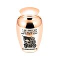Rose gold aluminum alloy 45x65mm memorial cremation urn with motorcycle and cross engraving - Rose Gold Jar (12212) / 65x45mm