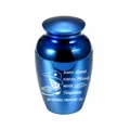 Blue aluminum alloy memorial cremation urn for pet ashes with cowboy engraving - 65x45mm / Blue