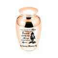 Small rose gold aluminum alloy cremation urn with engraved cowboy horse silhouette - 65x45mm / Rose Gold