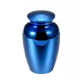 Elegant polished blue metallic cremation urn for human or pet ashes memorial jar - 65x45mm / Blue