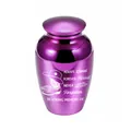 Small purple aluminum cremation urn for ashes with engraved cowboy hat and boot - 65x45mm / Purple