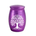 Small purple aluminum alloy memorial pet cremation urn with white tree of life motif - 30x40mm / Purple Urn (30x40mm)
