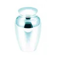 Highly polished silver chrome cremation urn for pet hair or human ashes memorial jar - 65x45mm / Sky Blue