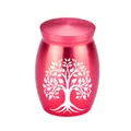 Small red aluminum cremation urn with white tree of life pattern for pet ashes - 30x40mm / Red Urn (30x40mm)