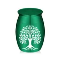 Emerald green aluminum alloy small pet cremation urn featuring a white Tree of Life design. - 30x40mm / Green Urn (30x40mm)