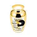 Golden 65x45mm cremation urn for pets or loved ones with motorcycle helmet design - Gold Jar 65x45mm