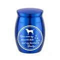 Urna para mascotas de aluminio azul con silueta de perro y frase de recuerdo grabada. - 40x30mm / Azul