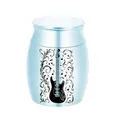 Kleine hellblaue Aluminium-Urne für Haustiere mit einem gravierten schwarzen Gitarren-Motiv - Gitarren Muster / 30x40mm / Himmelblau