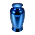 Premium glossy blue metallic mini cremation urn for pet or human ashes, size 70x45mm - 70x45mm / Blue