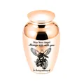 Rose gold aluminum memorial urn with motorcycle angel engraving for pet or human ashes - 65x45mm / Rose Gold