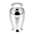 Small silver 70x45mm cremation urn for pet or human ashes with polished finish - 70x45mm / Silver