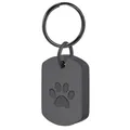 Black stainless steel pet cremation urn keychain featuring an engraved paw print design - Black Square Paw Pendant