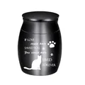 Black pet cremation urn for cat with memorial quote and paw prints - 30x40mm / Black