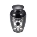 Elegant black aluminum alloy memorial urn with motorcycle and angel wing laser engraving - 65x45mm / Black