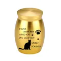 Golden pet cremation urn for cat ashes with engraved memorial text and paw patterns - 30x40mm / Gold