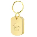 Elegant golden stainless steel paw print cremation urn keychain for pet ashes memorial - Gold Square Paw Pendant