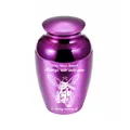 Purple aluminum alloy memorial urn for human or pet ashes with motorcycle angel design - 65x45mm / Purple