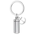 Close-up of a stainless steel cremation urn keychain with anchor charm for memorial - Key Ring Style / 11*28mm / Silver Cylinder with Anchor Keychain
