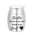 Small silver memorial cremation urn with engraved Brother Always on my mind quote - 30x40mm / Silver