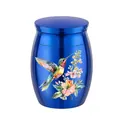 Blue aluminum alloy pet ashes memorial urn featuring colorful hummingbird design - 30x40mm / Blue