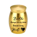 Small golden aluminum cremation urn with engraved Brother memorial heart pattern - 30x40mm / Gold